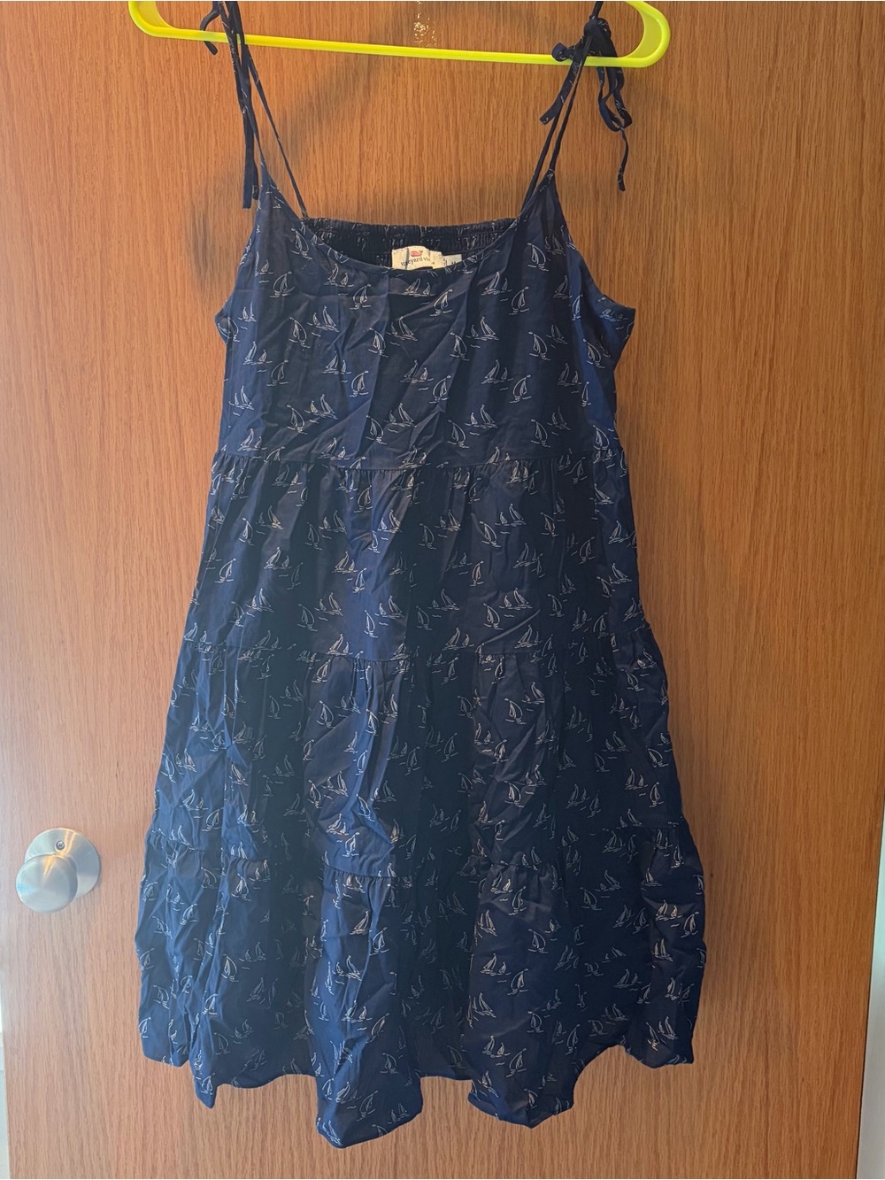 Vineyard Vines Navy Blue Tiered Sundress/coverup with Sailboat Print